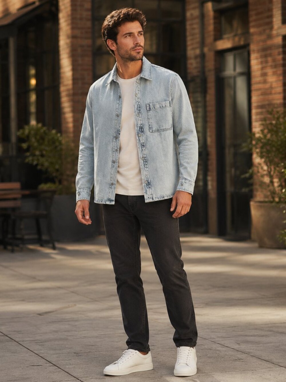 7 For All Mankind Men's Denim Shirt Jacket / Overshirt Light Wash Size M NWT